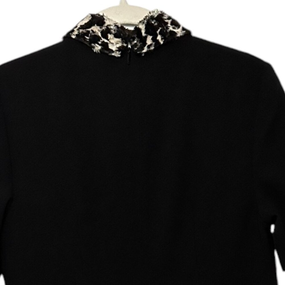 Trina Turk black Yokan leopard print Peter Pan collar mini dress  NWT Size 2 - Picture 6 of 10